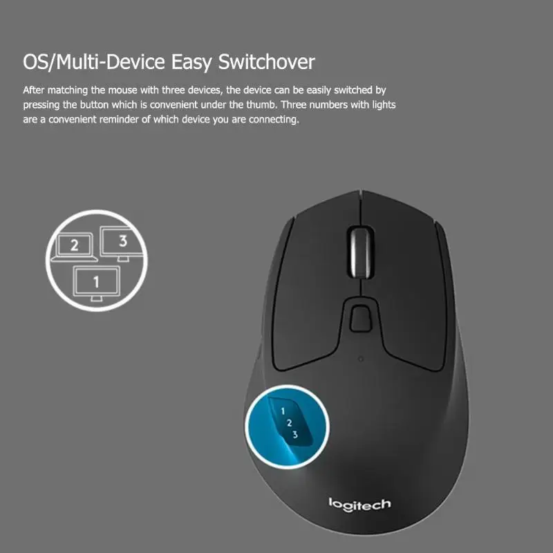 Logitech M720 триатлона компьютерные Bluetooth Двухрежимная 2,4 ГГц Беспроводной Мышь оптический, эргономический мыши Поддержка мульти-переключатель устройства для оптоволоконного кабеля