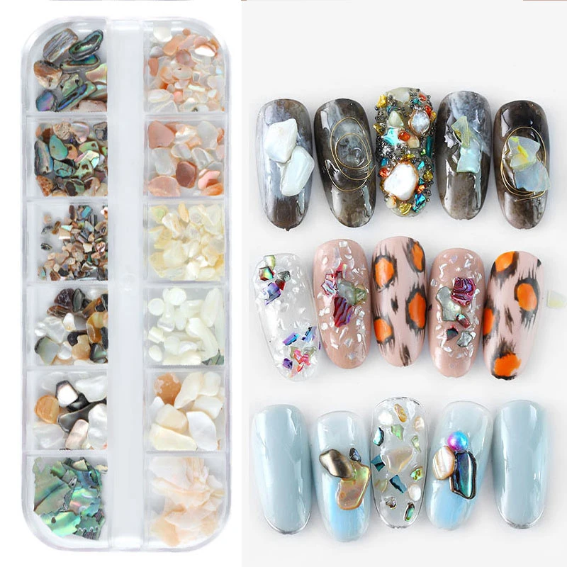 Seashell Abalone ногти с блестками смешанные размеры нерегулярные ломтики хлопья