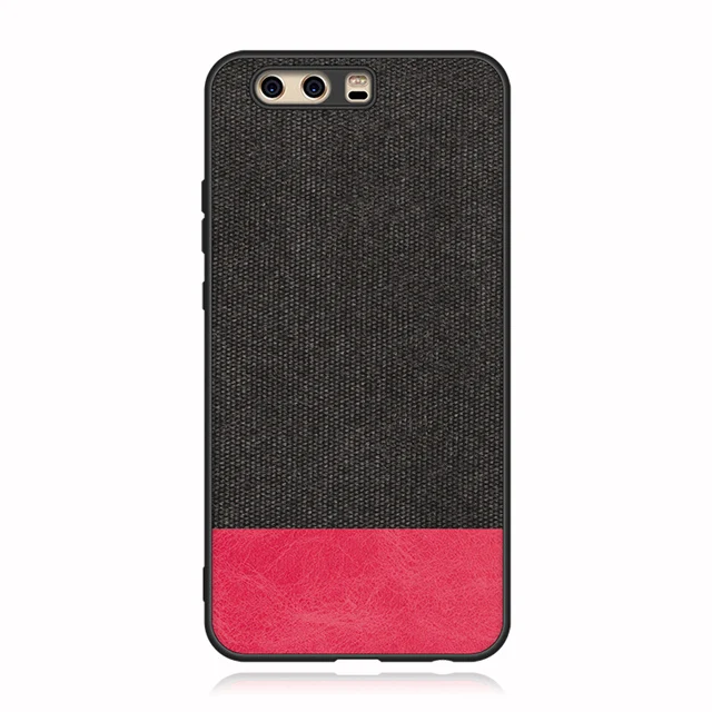 Black with Red PU Чехол для huawei P10 Мягкий ТПУ Край холст задняя крышка модная матерчатая ткань чехол для huawei P10Plus P10 Plus чехол для телефона - Цвет: Black with Red PU