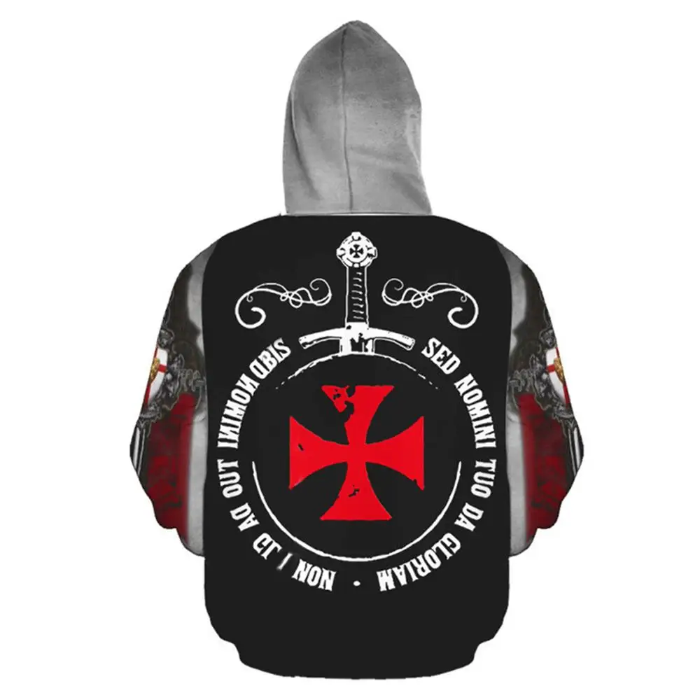 Knights Templar Hoodies 3D Print Sweatshirts Warm Hip Hop style Clothes Men Pullover Hoodie Jacket | Мужская одежда