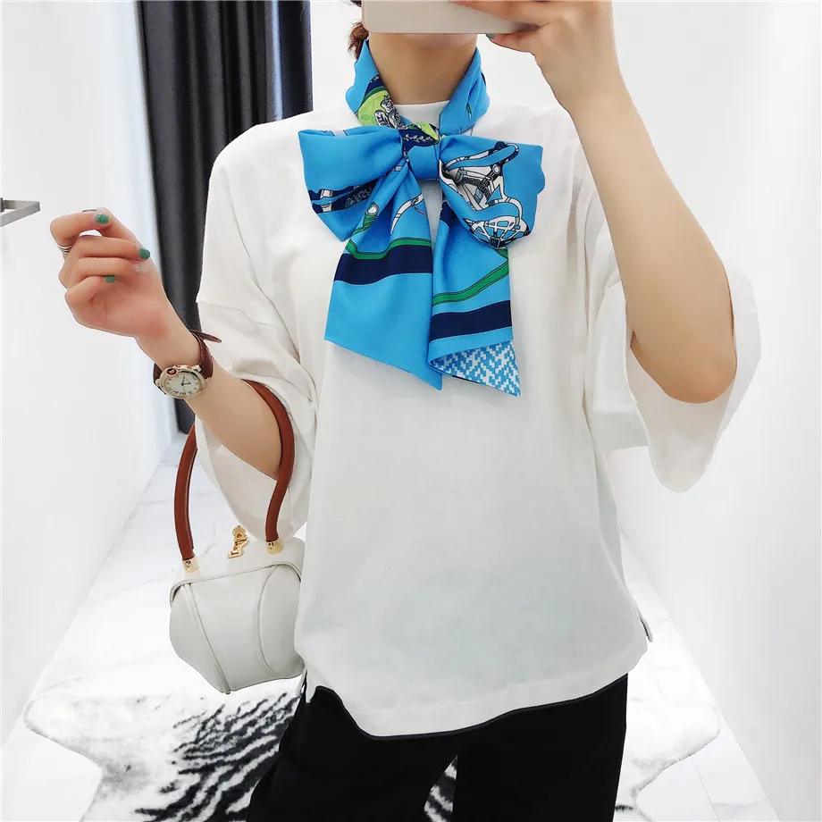 

Double-deck Twill Luxury Brand Scarf Women New Design Carriage Print Handkerchief Fashion Neckerchief Silk Scarves For Ladies