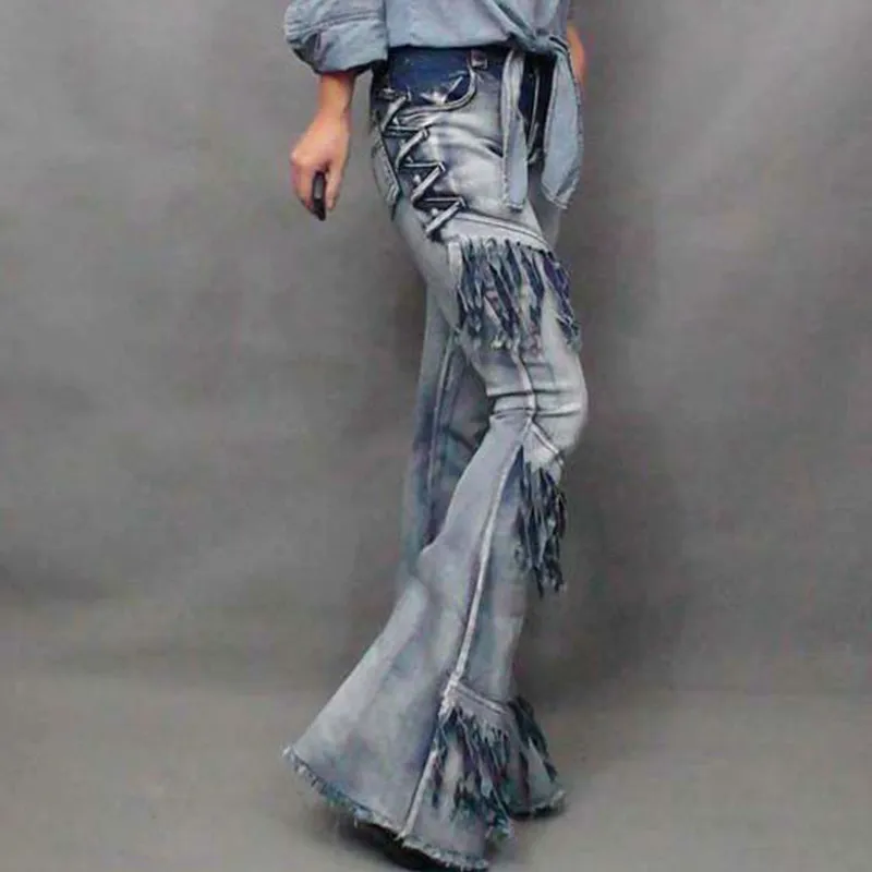 Бесплатная доставка 2021 модные индивидуальные градиентные штаны с бахромой