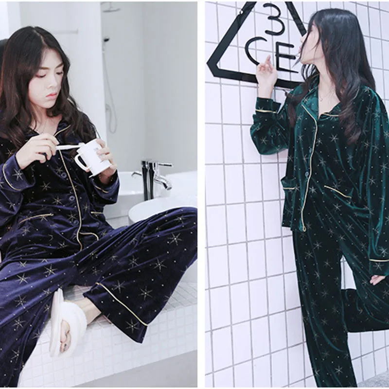 Зимние теплые Для женщин пижамы Наборы для ухода за кожей sleepcoat Мотобрюки леди