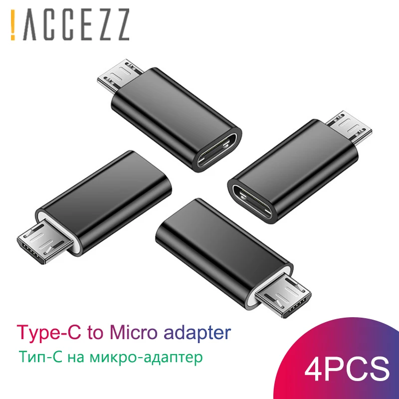 ACCEZZ 4 шт. тип-c женский микро USB Мужской конвертер USB OTG адаптер для передачи данных для samsung Xiaomi huawei Honor Android мобильный телефон