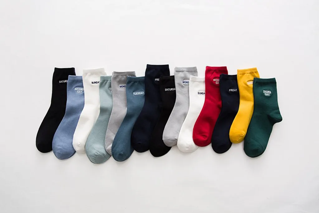 7 пар для женщин мужчин носки девочек зимние теплые однотонные вышивать с буквами