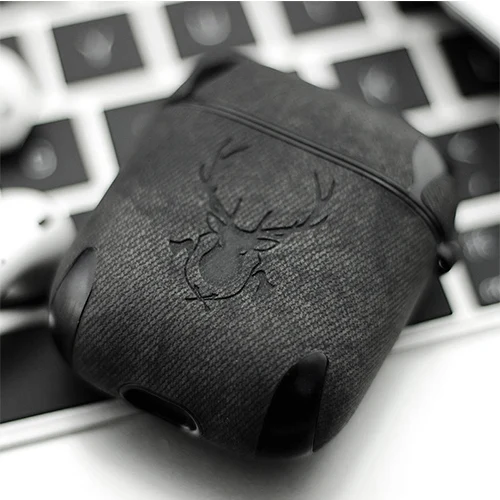 Роскошный кожаный чехол для наушников с Bluetooth для Apple, аксессуары для airpods, защитный чехол, чехол для зарядки, чехол, сумки с разрезом - Цвет: Черный
