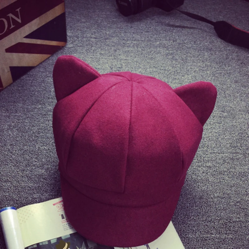 DT792 корейская модная восьмиугольная кепка с кошачьими ушками для женщин