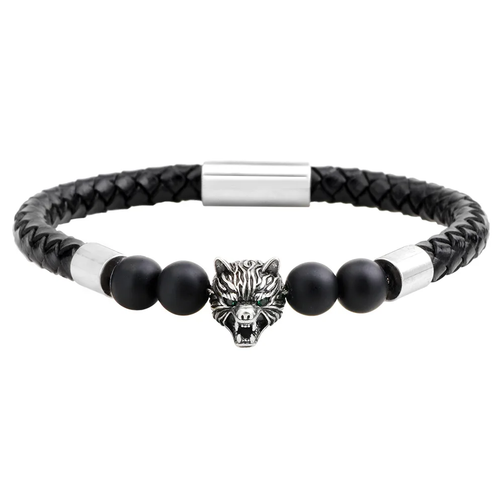 2018 New 3 Colors Leather Bracelets Bangles For Men Women Black Bead Brass Tiger Head Braclet Jewelry Gifts | Украшения и