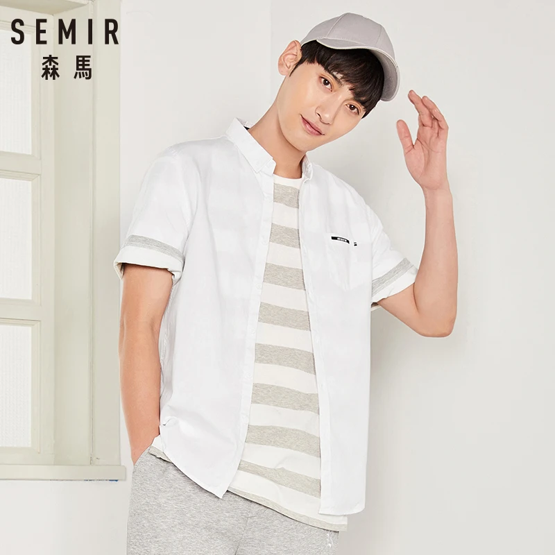 SEMIR рубашка с короткими рукавами мужская хлопковая Повседневная летняя новая