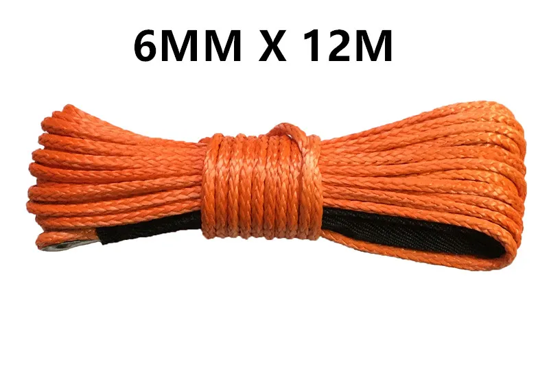 6 мм x 12 м синтетический трос лебедки кабель UHMWPE плазменная веревка с оболочкой автомобильные аксессуары