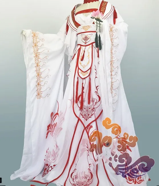 Чудо Никки серия Xue Ji Tian белый красный костюм для косплея с вышивкой Hanfu Huo Guo Xi He