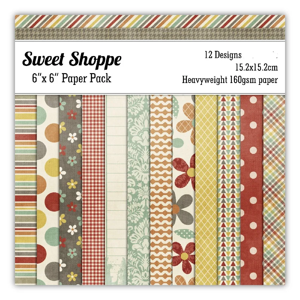 

ZFPARTY 12pcs 6" Single-side Printed Sweet shoppe painting creative papercraft art paper handmade scrapbooking kit set book