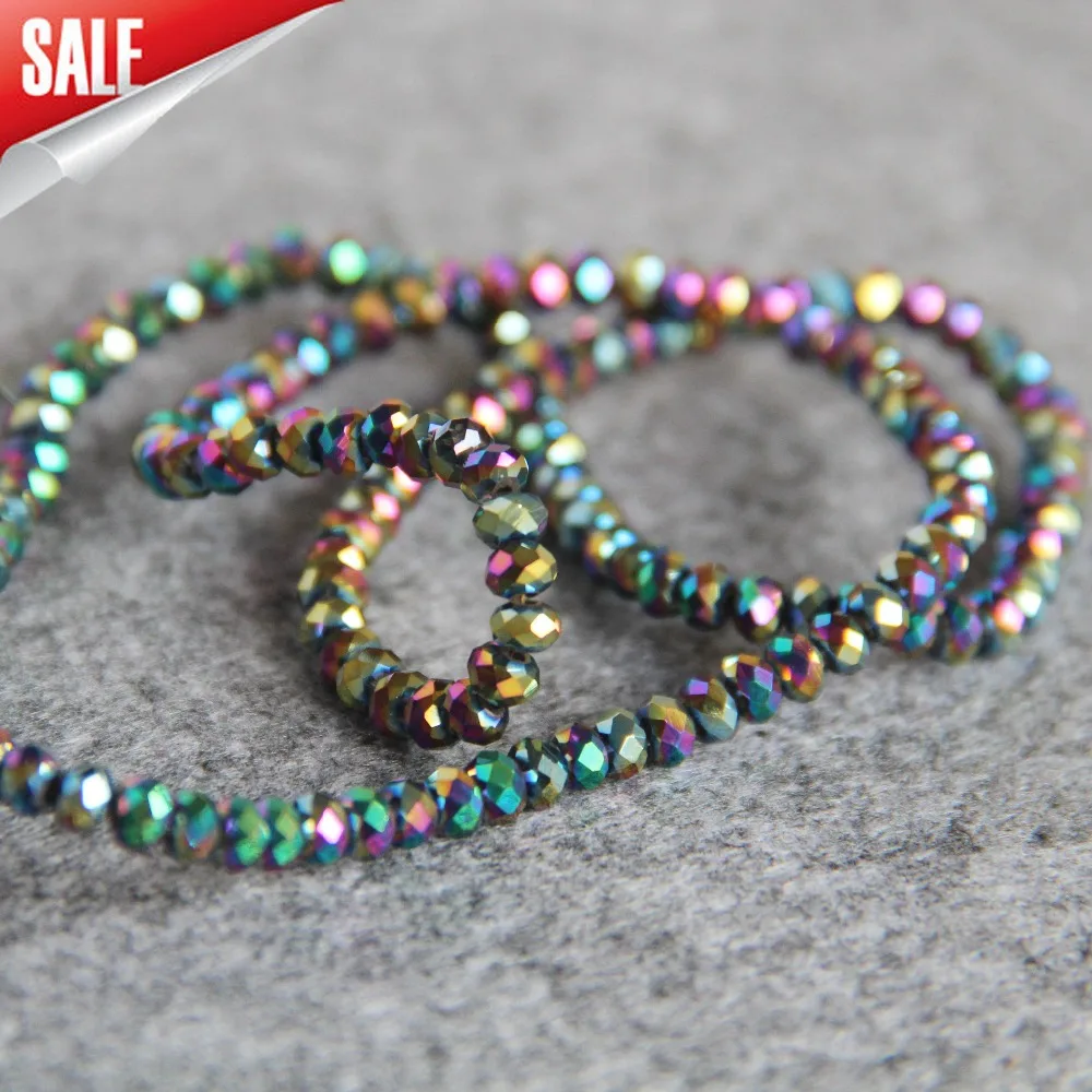 2021 New For Necklace 3*4mm Faceted Purple AB+ Colorful Glass Crystal Beads Stone Loose 150pcs DIY Fashion Jewelry Making | Украшения и