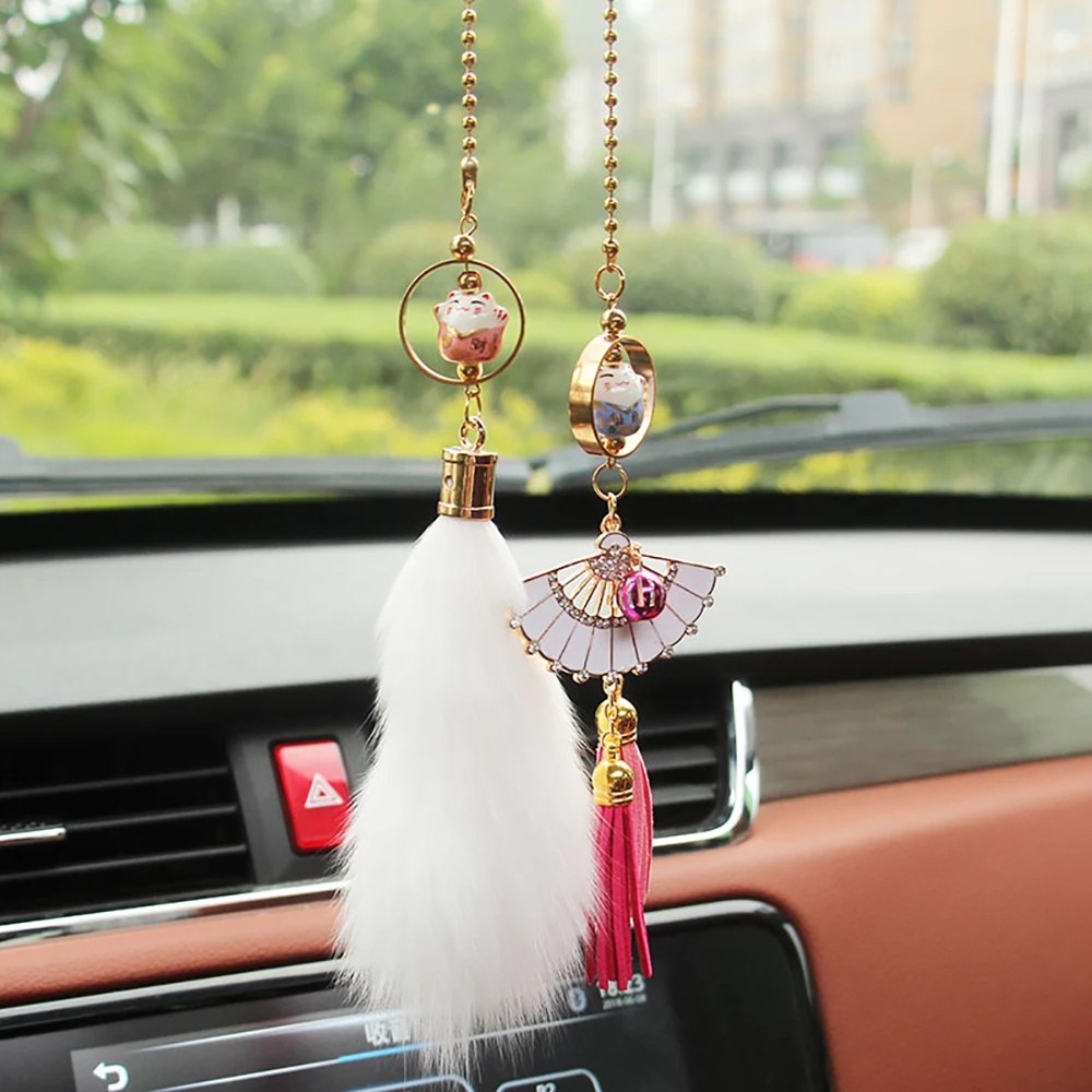 Автомобильный кулон Lucky Cat авто зеркало заднего вида Украшение подвесное украшение милый Hairball автомобили Декор интерьера аксессуары подарок