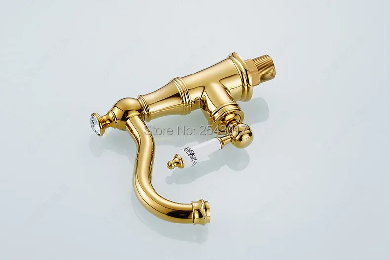 Поворотный Смеситель для ванной комнаты золотистого цвета с креплением на