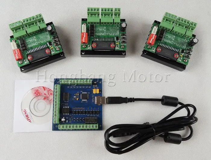 

CNC Router mach3 USB 3 Axis Kit, 3pcs TB6560 1 Axis Driver Board + one mach3 4 Axis USB CNC Stepper Motor Controller card 100KHz