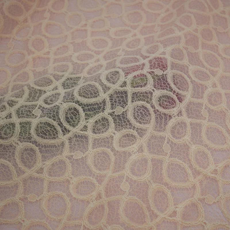 Розовая модная кружевная ткань для платья дешевая полиэфирная хлопковая Tissu au Metre