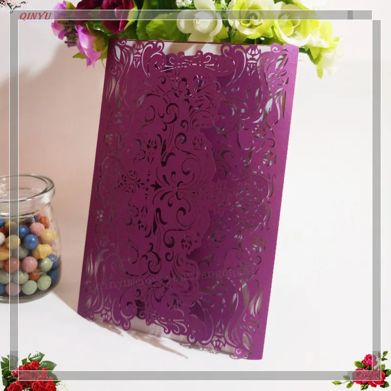 30 шт. Изящные резные романтические Пригласительные открытки на