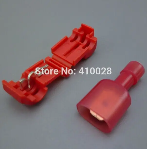Shhworld (500 комплектов) = 1000 шт. красные 22-18 AWG T-TAPS и мужские провода Коннекторы