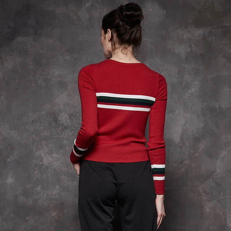 GLO-STORY для женщин 2018 базовая с круглым вырезом Повседневная Уличная полосатый