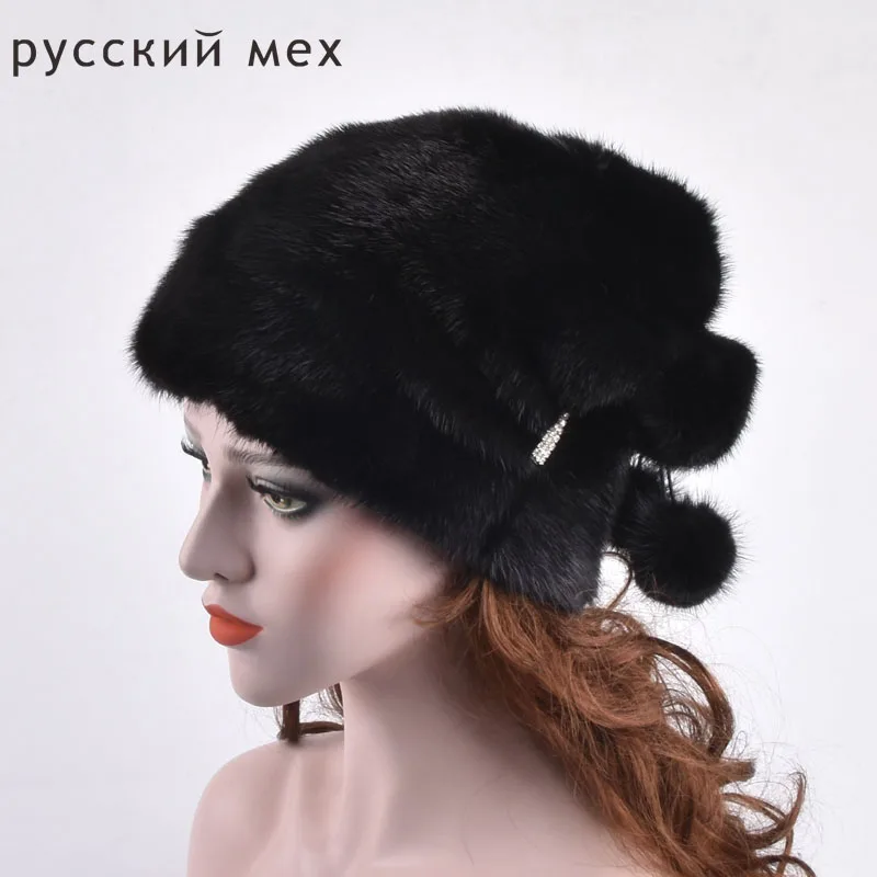 New Women Genuine Mink Fur Hats Whole Mink Fur Caps Best Christmas Warm Fur Beanies