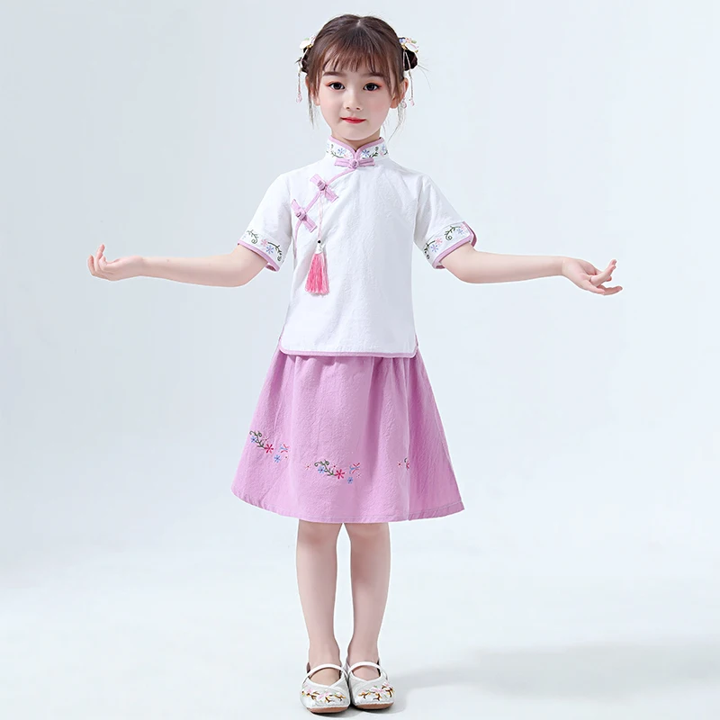 Hanfu/костюмы для девочек; Детский костюм в китайском стиле; Китайская древняя и традиционная детская одежда; платье для народных танцев; DQL765