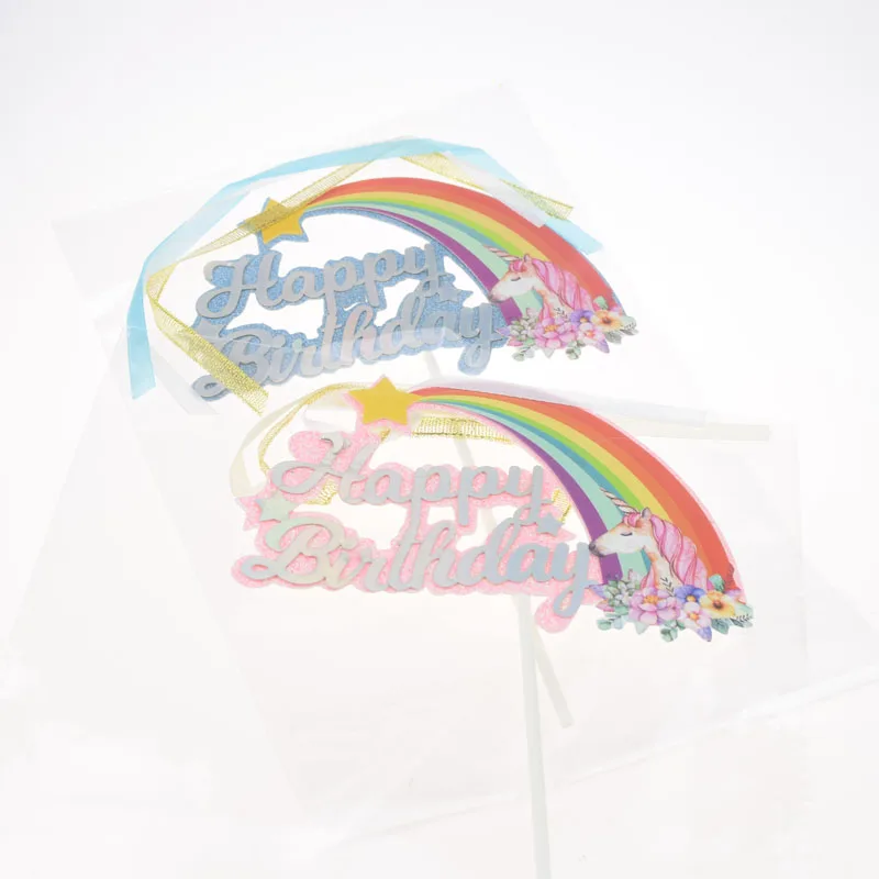 Cake Toppers Flags Rainbow Star Hot Air Balloon Moon Topper Kids Happy Birthday Wedding Baby Shower Baking Party DIY Xmas |