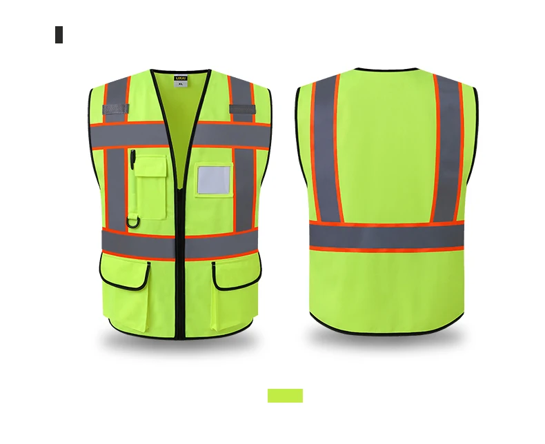 ANSI высокая видимость жилет безопасности с карманами и молнией hi vis жилет со светоотражающими полосками Спецодежда