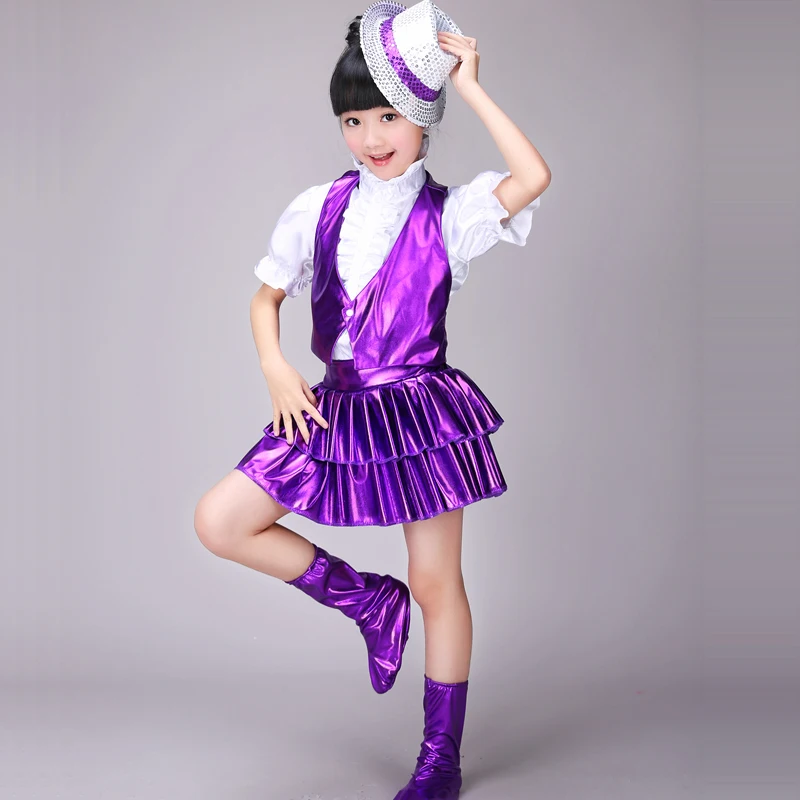 Новый детский Джазовый танцевальный костюм для девочек с блестками выступления