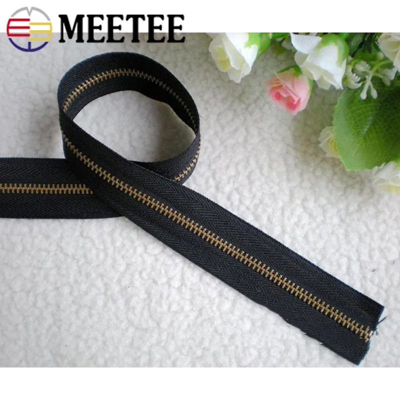 Meetee 3 ярдов металлическая молния бронзового цвета 3# размер DIY аксессуары ручной работы u-образный код стоппер ползунки для одежды сумочка Сумочка поставка кошелька