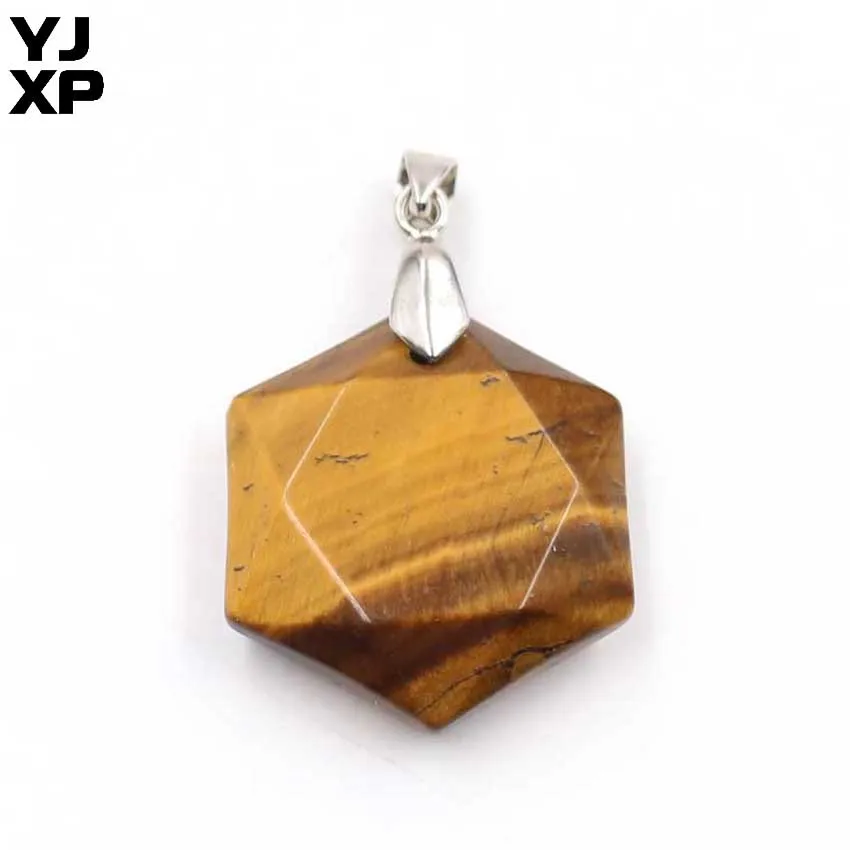 Tiger Eye Stone YJXP простой стильный, посеребренный розовый Quartzs рок кристалл Opalite раздел Звезда Давида Меркаба подвесные шармы Ювелирные украшения подарок - Окраска металла: Tiger Eye Stone