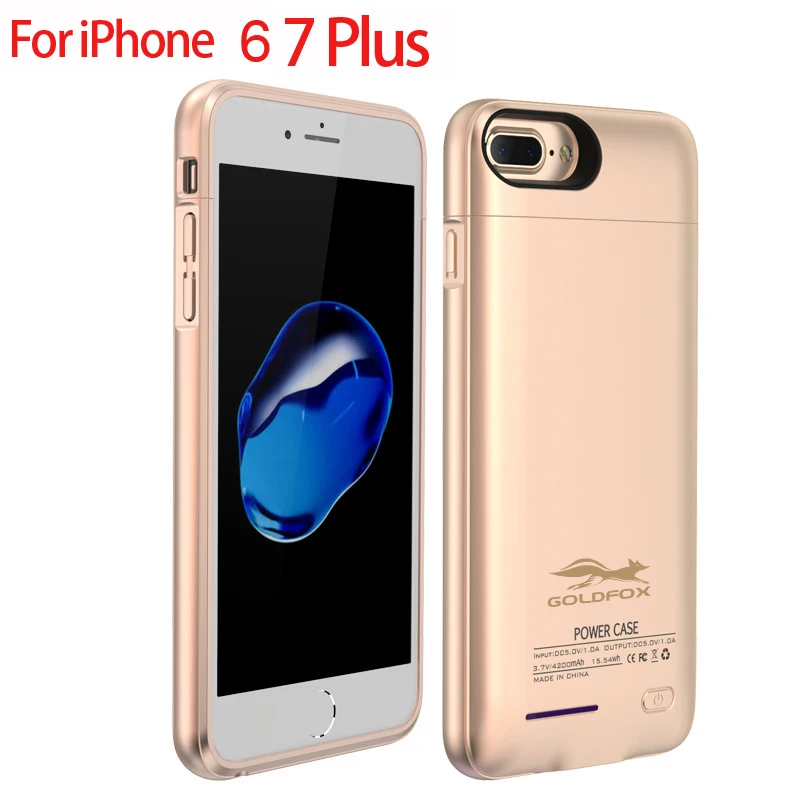 Для iPhone 6 plus 7 plus внешний 4200 mAh аккумулятор зарядное устройство чехол для сотового телефона банк питания зарядный чехол крышка Встроенный металлический лист