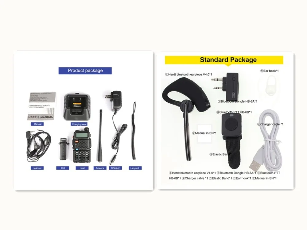 BaoFeng UV-5R 8 Вт рация Двухдиапазонная двухсторонняя радио Pofung портативная радиоприемопередатчик с Bluetooth PTT наушники/гарнитура