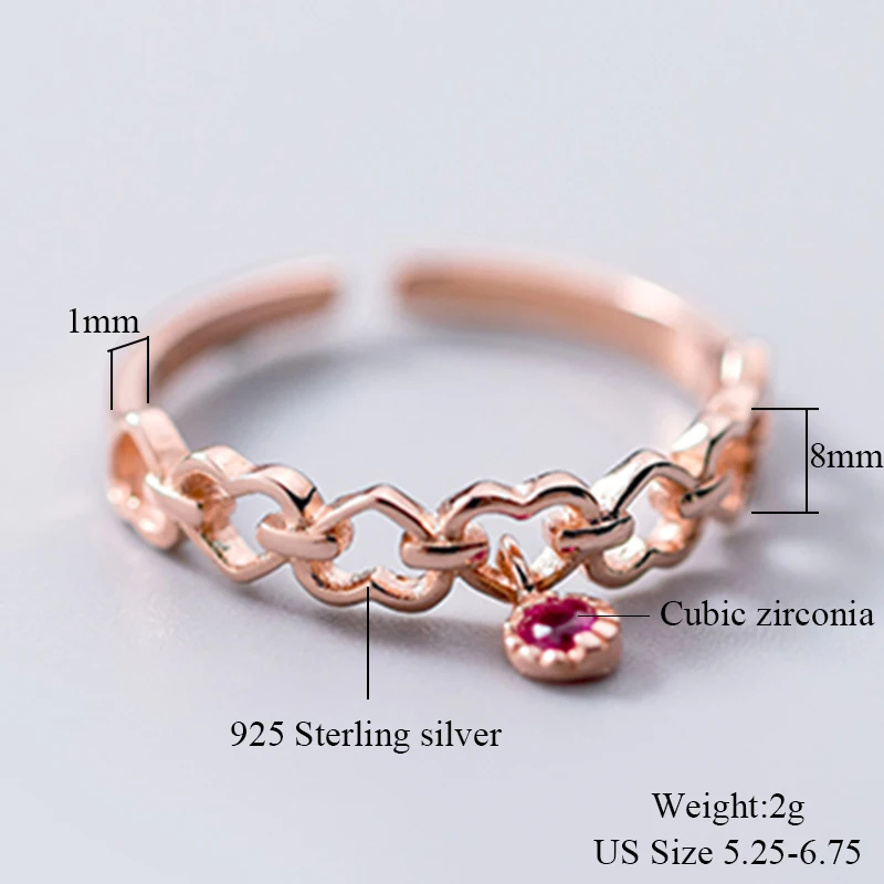 Романтическое кольцо в форме сердца из стерлингового серебра 925 пробы с