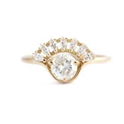 Marquise and Round Moissanite 1ctw lab Diamond Solitaire Обручальное кольцо для свадьбы, Твердое 14K желтое золото для женщин