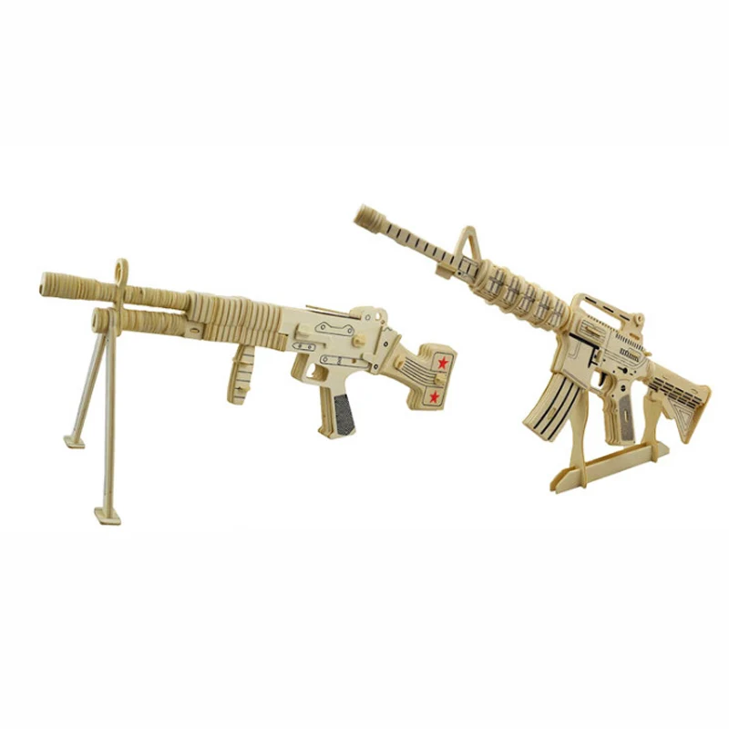 DIY 3D деревянные пазлы для детей и взрослых Ak47 Submachine Gun игрушки паззлы Обучающие