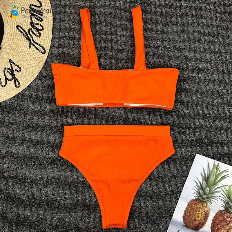 High Waist Swimsuit Women V Wire Push Up Bikini Set Top Style Thong Swimsuit High Waist Women Beach Bathing Suit