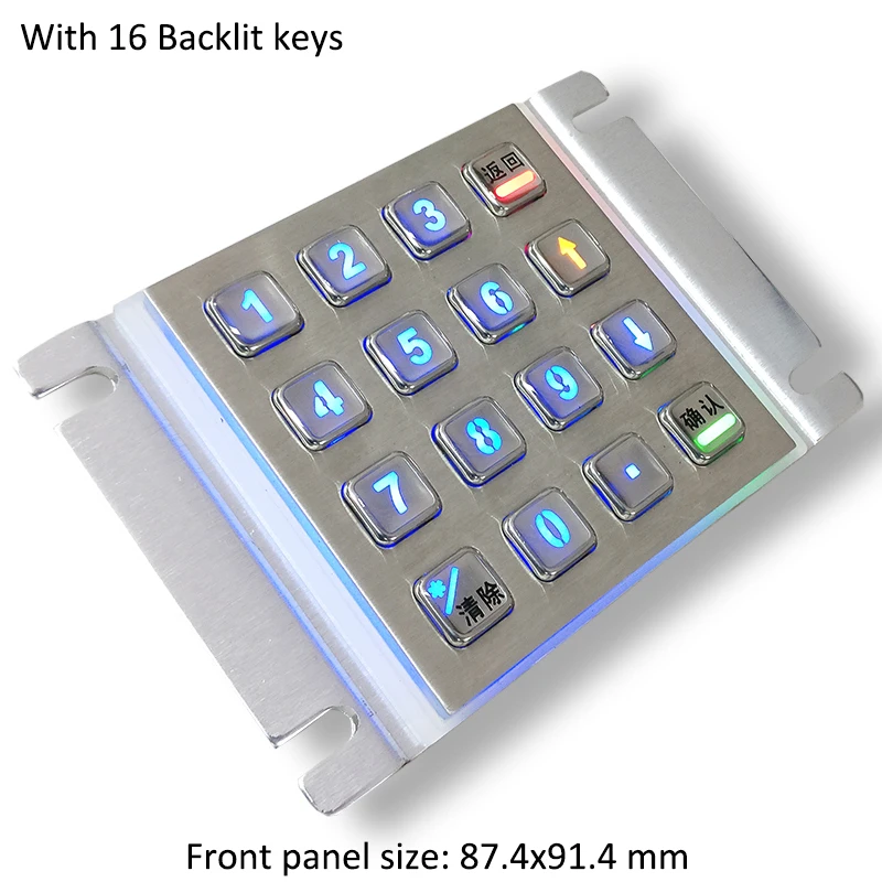 Подсветка 16 клавиш Панель Крепление из нержавеющей стали цифровая клавиатура