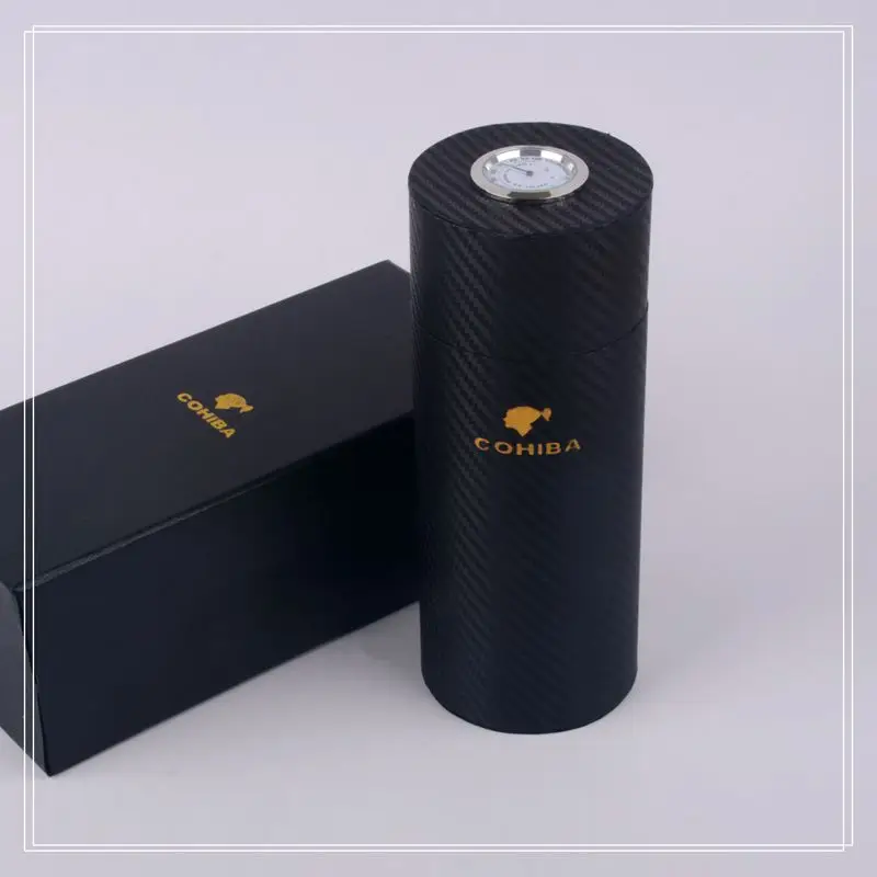 COHIBA кожа Дерево кедра с подкладкой сигары Дорожный Чехол мини коробка для сигар резчик пепельница - Цвет: black humidor only