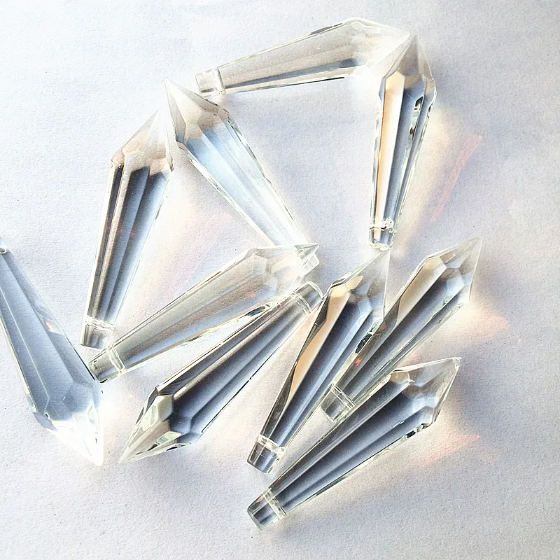 25pcs/lot 55mm Crystal Prisms Icicle U-drops Hanging Pendants (Free Rings) for Chandelier Parts Glass Beads Curtain Accessories