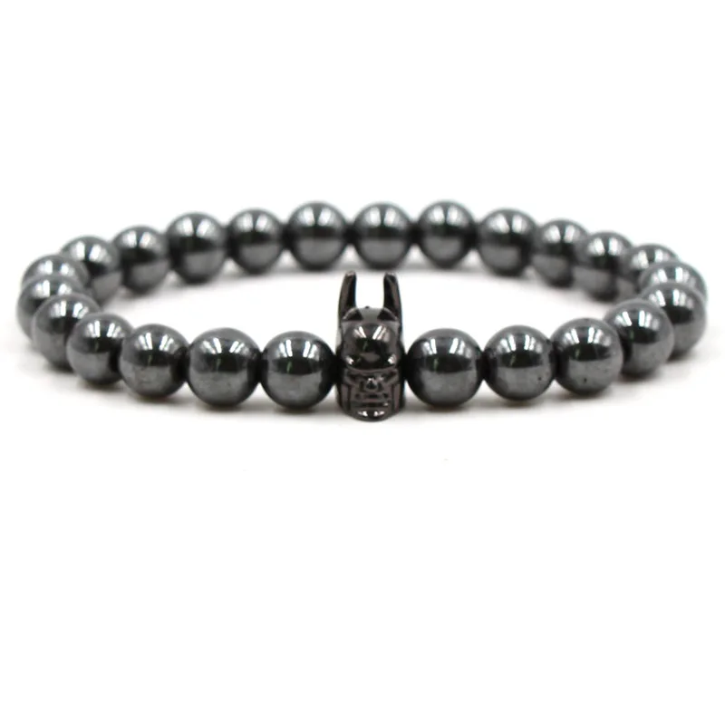 MOREON Новый мини голова Будды Бэтмен Немагнитный зеленый черный галлстоун браслет