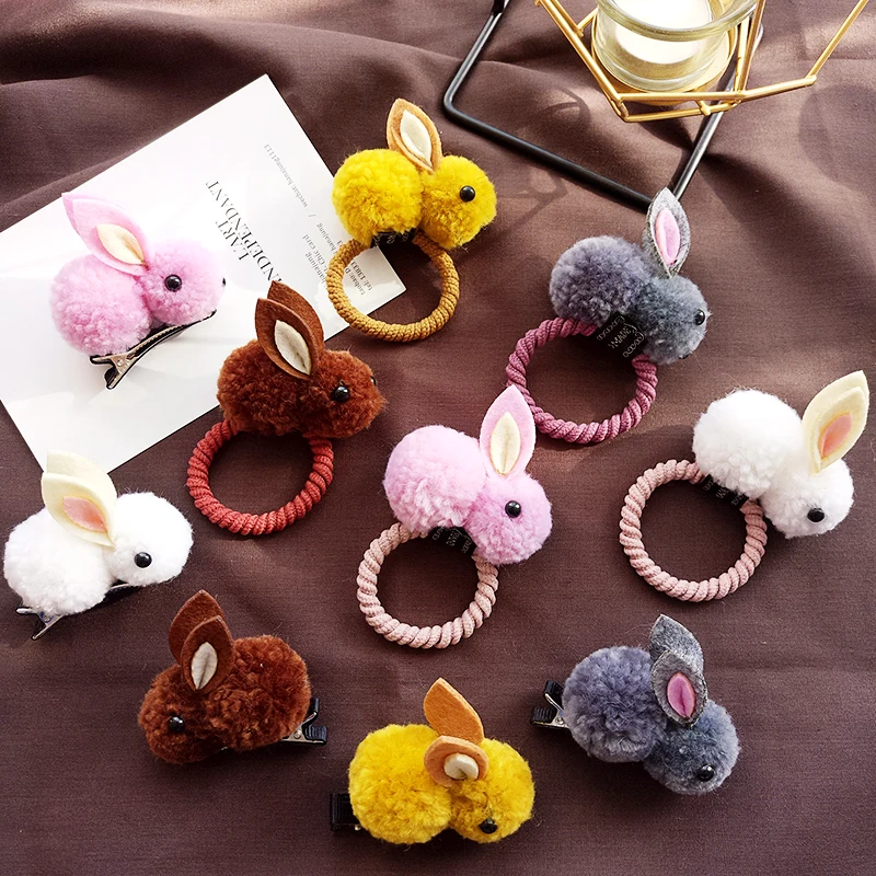 Korean New Cute Animals Rabbit Style Hair Bands 3D Clip For kids Plush Ears Headband Children Girls Accessories | Детская одежда и
