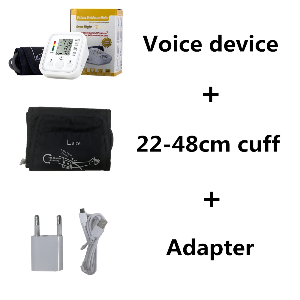 voice22-48cm cuff JZIKI цифровой измеритель артериального давления, тонометр, портативный измеритель артериального давления, сфигмоманометр - Цвет: voice22-48cm cuff