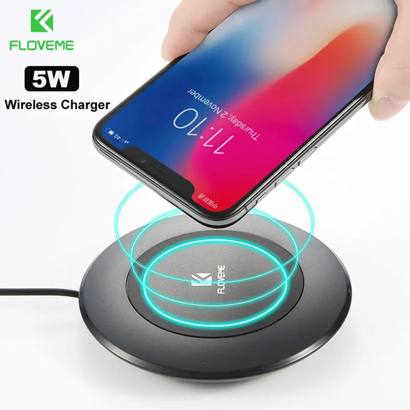FLOVEME 5 В/2A Беспроводной Зарядное устройство для samsung Galaxy S8 S7 края Примечание 8 Ци Беспроводной зарядная станция для iPhone X 8 XS макс xr xs USB Зарядное устройство беспроводная зарядка безпроводная зарядка - Тип штекера: 5W Black