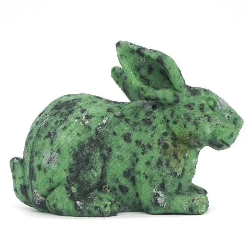 

Rabbit hare Stone Ruby Zoisite Figurine Crystal Healing Reiki Office Decor3.54"
