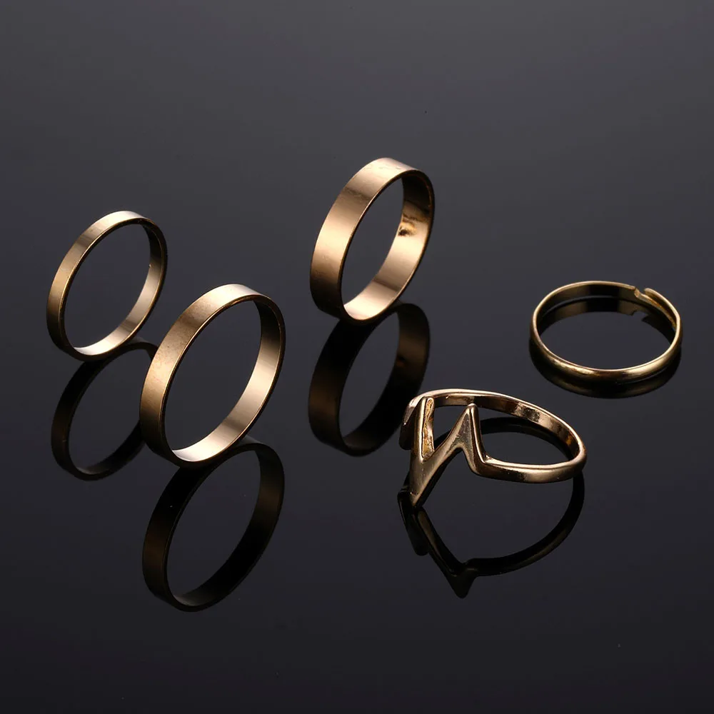 FAMSHIN, 4 шт./1 Набор, модное волнистое кольцо с молнией, набор колец на палец для женщин, подарки для шармов, вечерние ювелирные изделия,, тренд