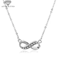 attractto long unlimited necklacespendants for women silver chain necklace charm cute crystal pendant necklace female sne190001
