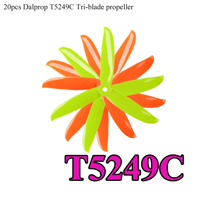 

20pcs Dalprop T5249C T5249 5249 5inch 3Blade tri-blade propeller compatible T-Motor F40 for FPV Freestyle Drone Chameleon