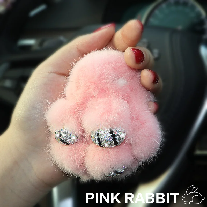 Милый кролик из меха норки Ангола искусственная Бриллиантовая инкрустация