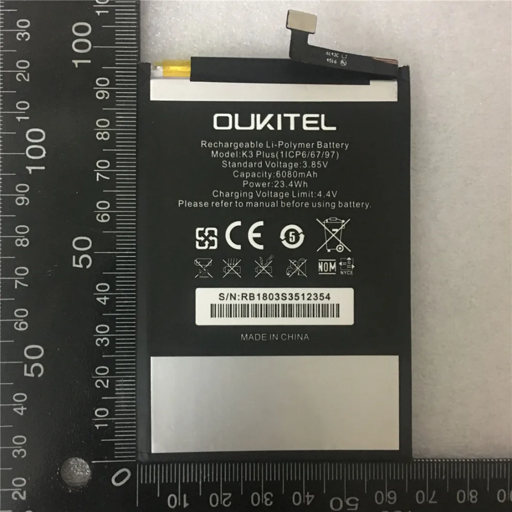 Аккумулятор для мобильного телефона настоящий аккумулятор OUKITEL K3 PLUS 6080 мАч